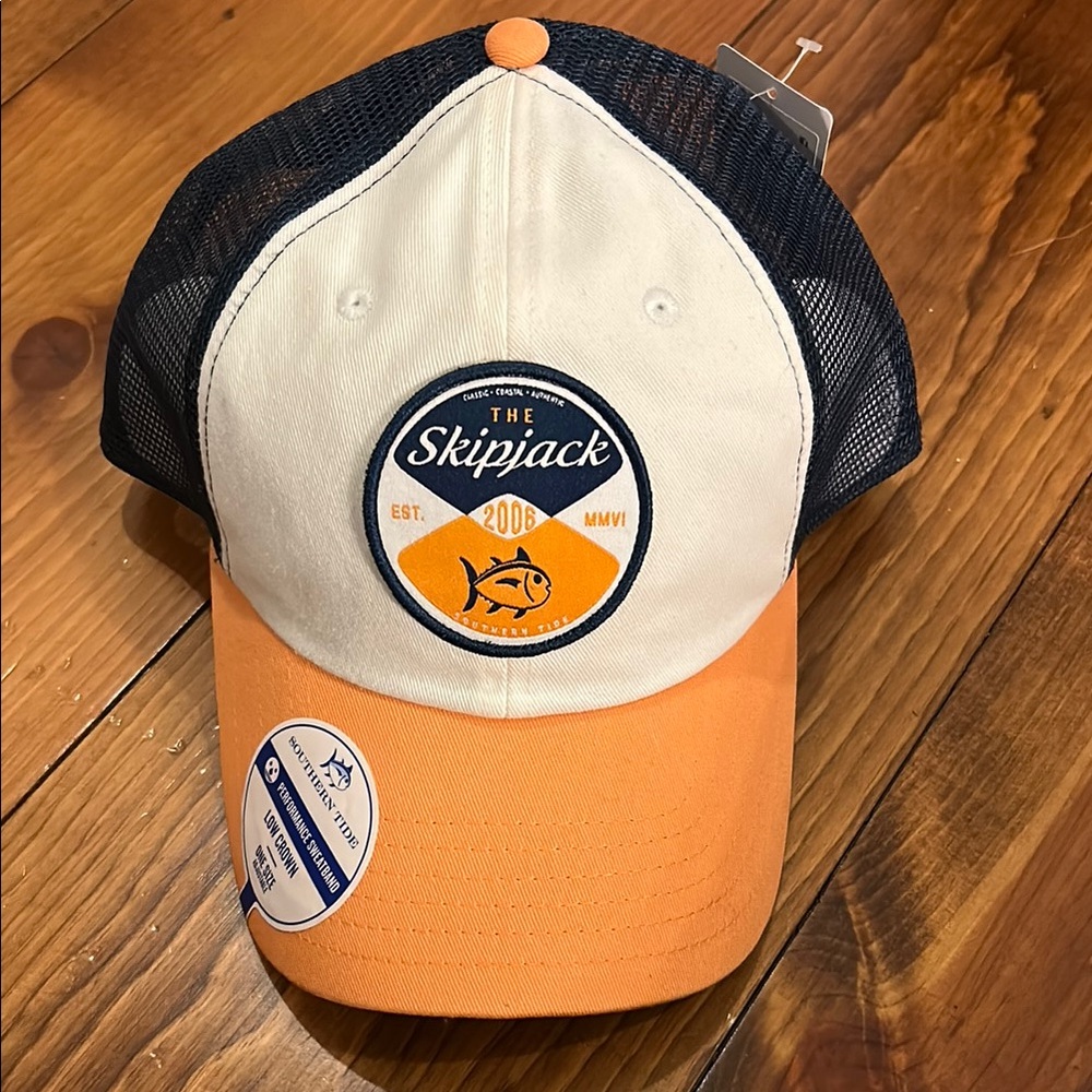 Southern Tide Orange and Navy Skipjack Hat